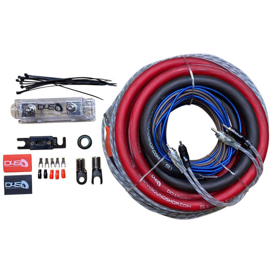 DOWN4SOUND 0 GAUGE CCA AMPLIFIER INSTALL KIT ( RED/BLACK )