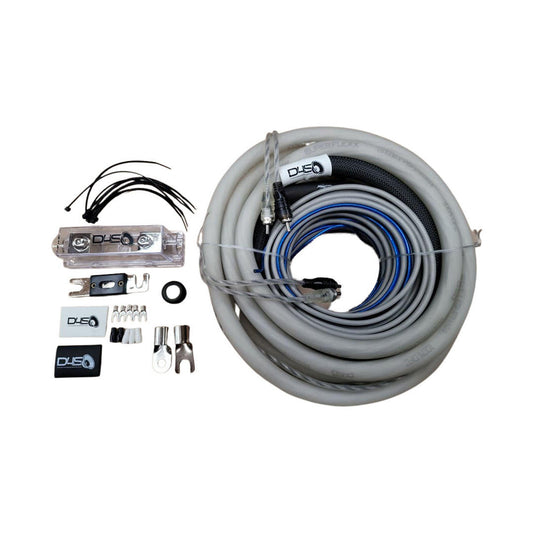 DOWN4SOUND 0 GAUGE SILVER TINNED OFC AMPLIFIER INSTALL KIT ( CLEAR/BLACK )