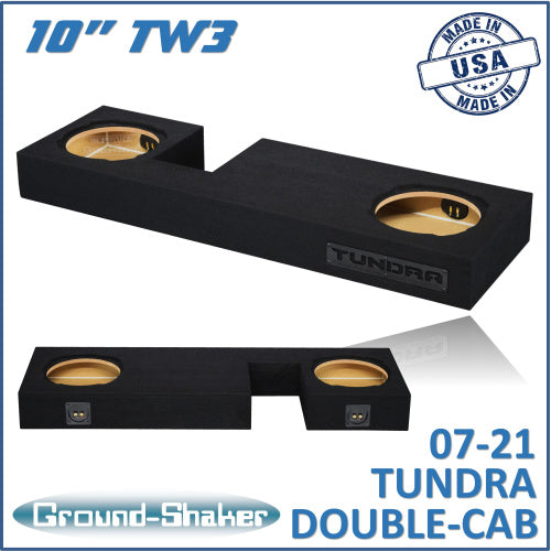 BLACK 10" TW3 DUAL SEALED SUB BOX, FITS 07-21 TOYOTA TUNDRA DOUBLE-CAB