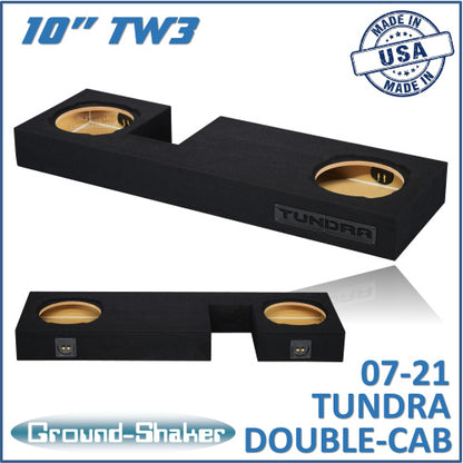 BLACK 10" TW3 DUAL SEALED SUB BOX, FITS 07-21 TOYOTA TUNDRA DOUBLE-CAB