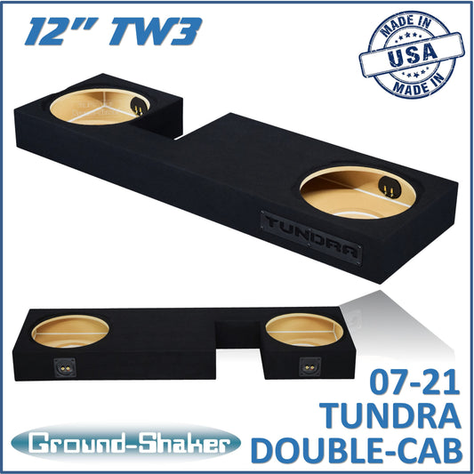 BLACK 12" TW3 DUAL SEALED SUB BOX, FITS 07-21 TOYOTA TUNDRA DOUBLE-CAB
