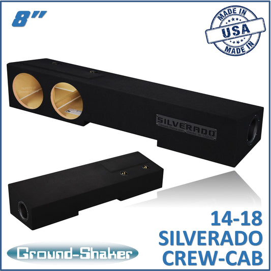 BLACK 8" DUAL PORTED SUB BOX, FITS 14-18 CHEVY SILVERADO CREW-CAB