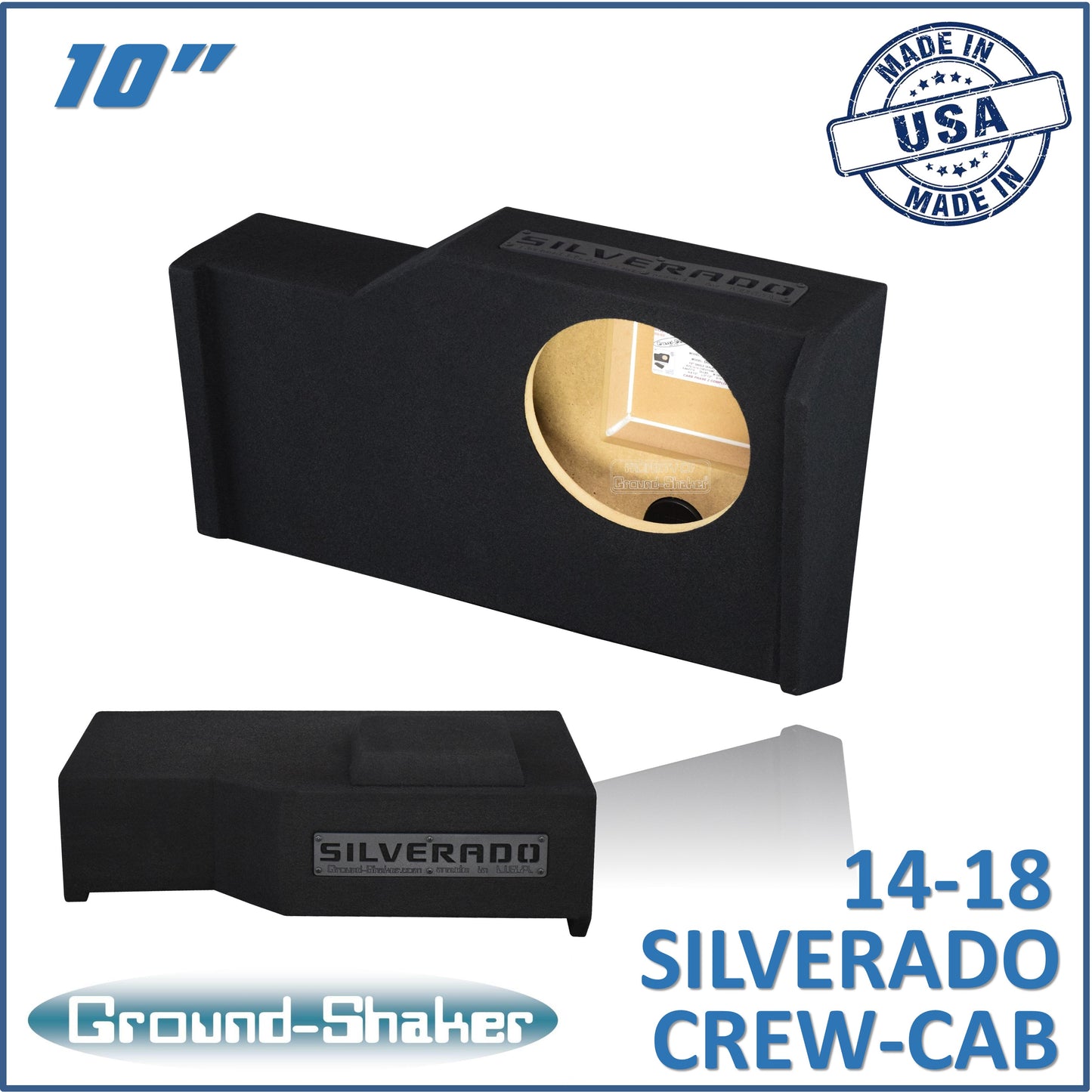 BLACK 10" SINGLE SEALED SUB BOX, FITS CHEVY 14-18 SILVERADO CREW-CAB