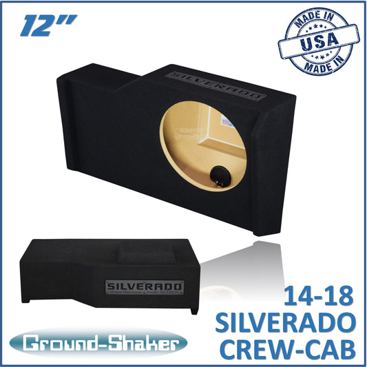 BLACK 12" SINGLE SEALED SUB BOX, FITS CHEVY 14-18 SILVERADO CREW-CAB