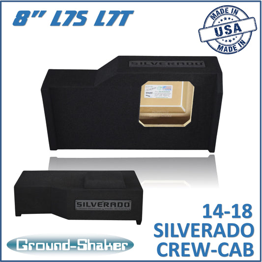 BLACK 8" SINGLE SEALED Solobaric SUB BOX, FITS CHEVY 14-18 SILVERADO CREW-CAB