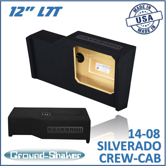 BLACK 12" SINGLE SEALED L7t SUB BOX, FITS CHEVY 14-18 SILVERADO CREW-CAB