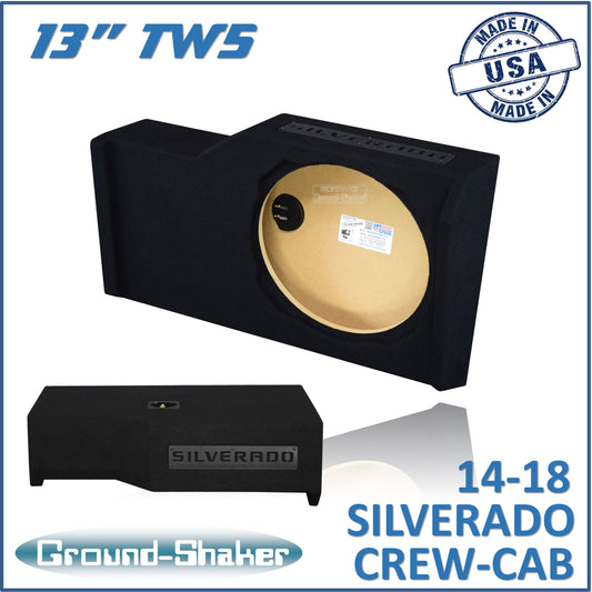 BLACK 13" TW3 SINGLE SEALED SUB BOX, FITS CHEVY 14-18 SILVERADO CREW-CAB