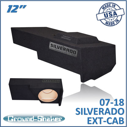 BLACK 12" SINGLE SEALED SUB BOX, FITS 07-18 CHEVY SILVERADO EXTENDED CAB