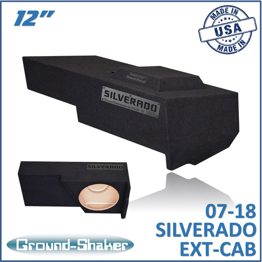 BLACK 12" SINGLE SEALED SUB BOX, FITS 07-18 CHEVY SILVERADO EXTENDED CAB