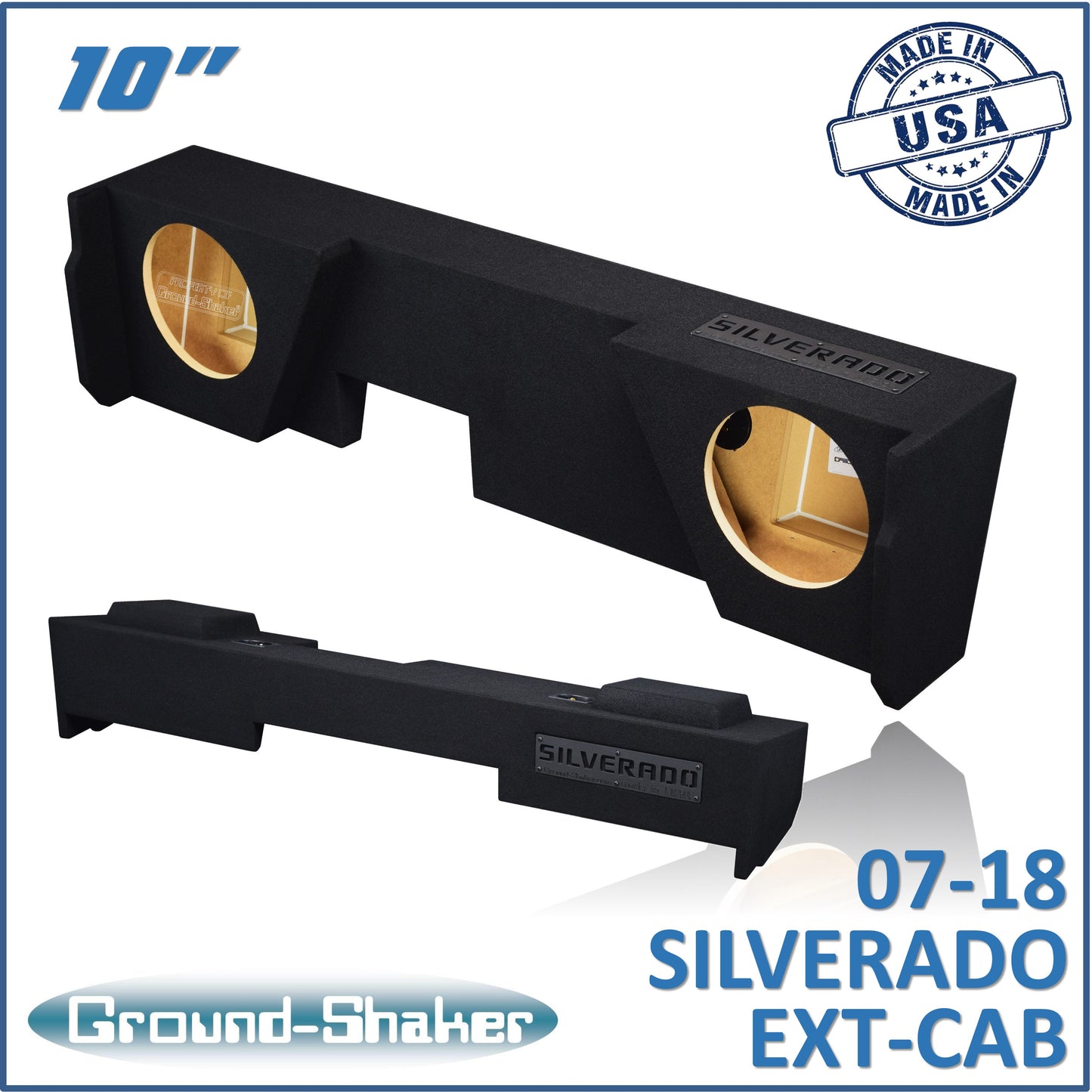BLACK 10" DUAL SEALED SUB BOX, FITS 07-18 CHEVY SILVERADO EXTENDED CAB