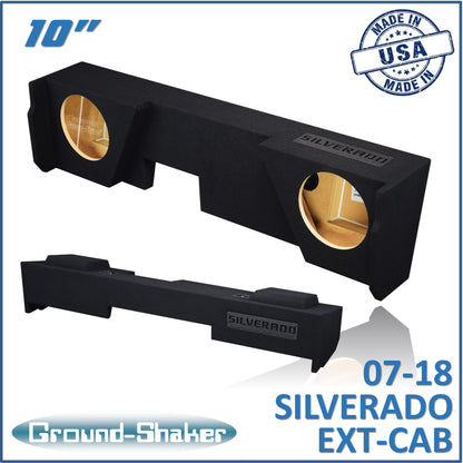 BLACK 10" DUAL SEALED SUB BOX, FITS 07-18 CHEVY SILVERADO EXTENDED CAB