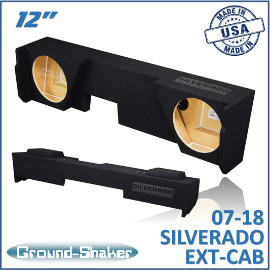 BLACK 12" DUAL SEALED SUB BOX, FITS 07-18 CHEVY SILVERADO EXTENDED CAB