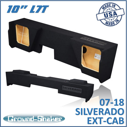 BLACK 10" DUAL SEALED L7T SUB BOX, FITS 07-18 CHEVY SILVERADO EXTENDED CAB