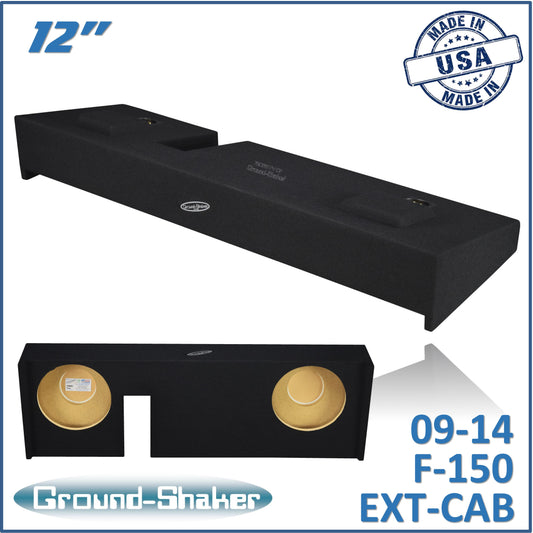 BLACK 12" DUAL SEALED SUB BOX, FITS 09-14 FORD F-150 EXT-CAB