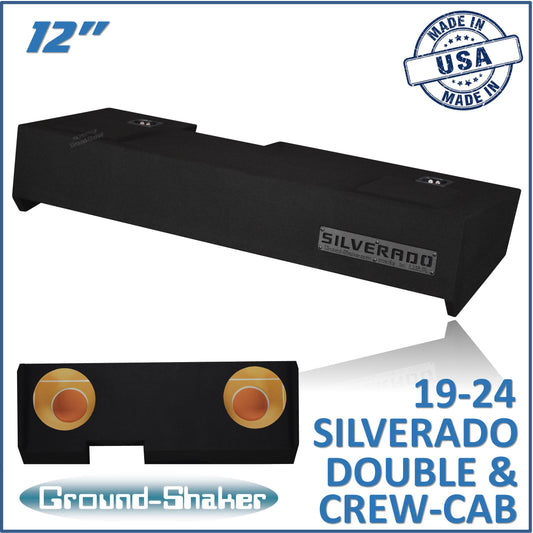 BLACK 12" DUAL SEALED SUB BOX, FITS 19-24 CHEVY SILVERADO DOUBLE & CREW-CAB
