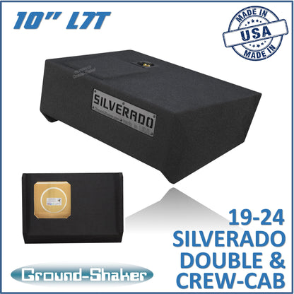 BLACK 10" SOLOBARIC SINGLE SEALED SUB BOX, FITS 19-24 CHEVY SILVERADO DOUBLE & CREW-CAB
