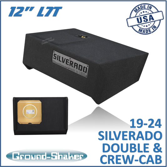 BLACK 12" SOLOBARIC SINGLE SEALED SUB BOX, FITS 19-24 CHEVY SILVERADO DOUBLE & CREW-CAB
