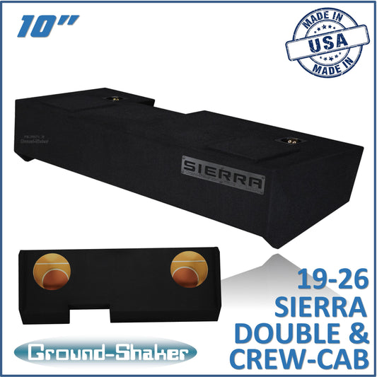 BLACK 10” DUAL SEALED SUB BOX, FITS 19-26 GMC SIERRA DOUBLE & CREW-CAB
