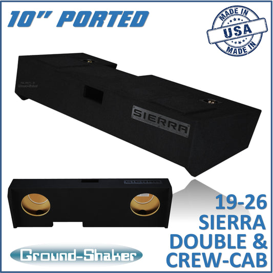 BLACK 10" DUAL PORTED SUB BOX, FITS 19-26 GMC SIERRA DOUBLE & CREW-CAB