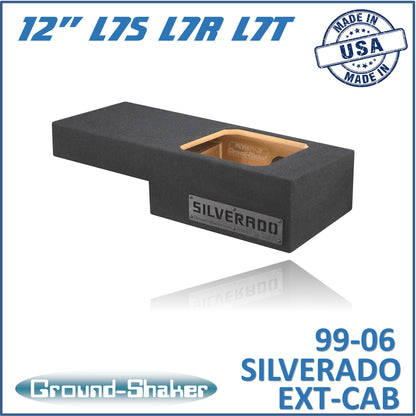 BLACK 12" SINGLE SEALED SOLOBARIC SUB BOX, FITS 99-06 & 07 CLASSIC CHEVY SILVERADO EXT-CAB