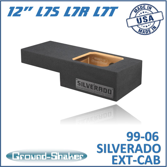 BLACK 12" SINGLE SEALED SOLOBARIC SUB BOX, FITS 99-06 & 07 CLASSIC CHEVY SILVERADO EXT-CAB