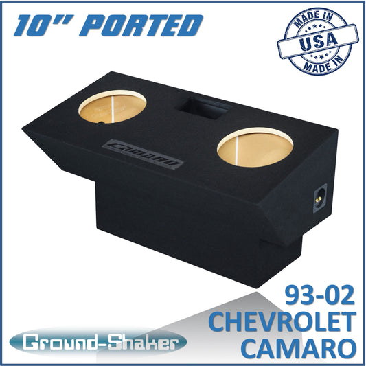 BLACK 10" DUAL PORTED SUB BOX, FITS 93-02 CHEVY CAMARO