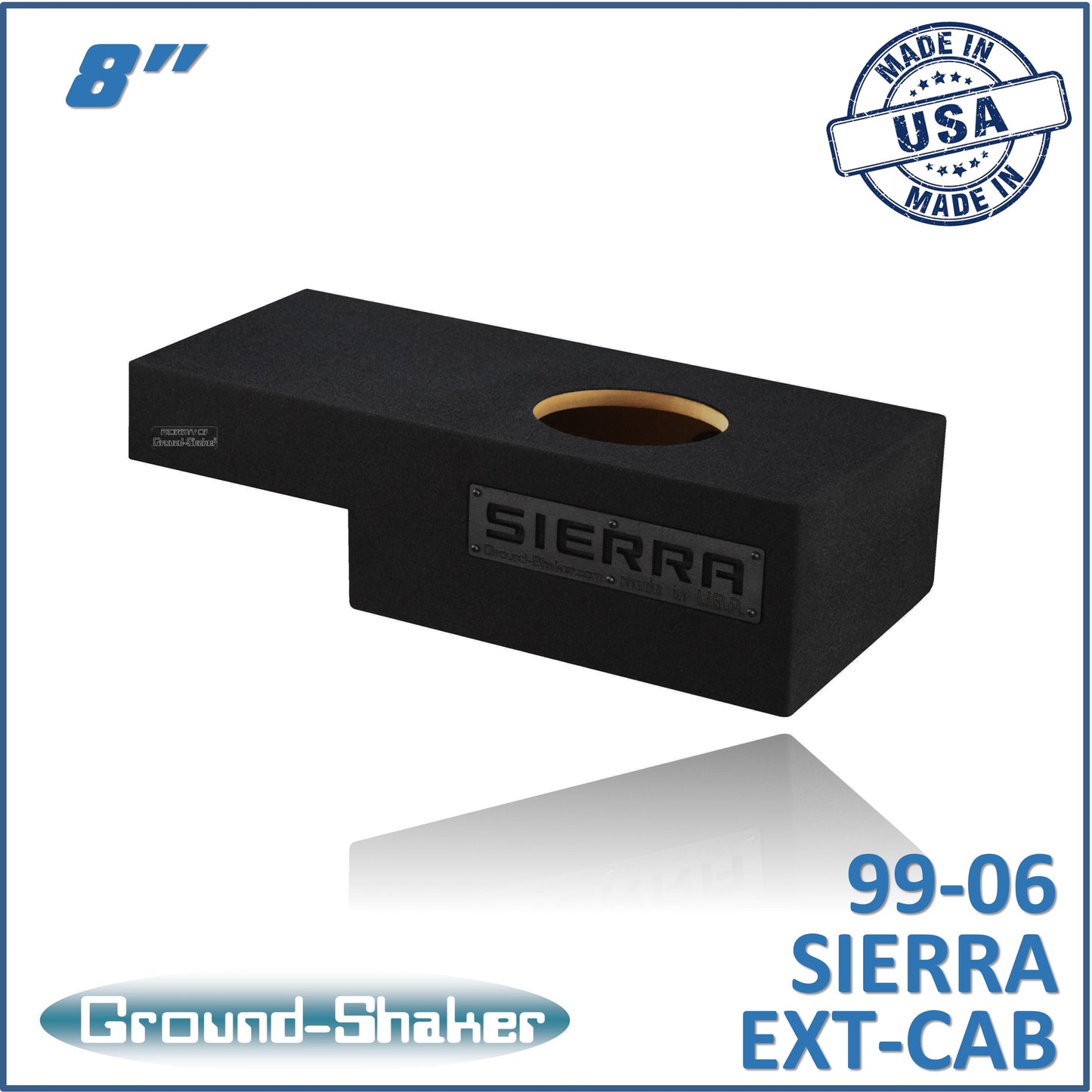 BLACK 8" SINGLE SEALED SUB BOX, FITS 99-06 & 07 CLASSIC CHEVY GMC SIERRA EXT-CAB