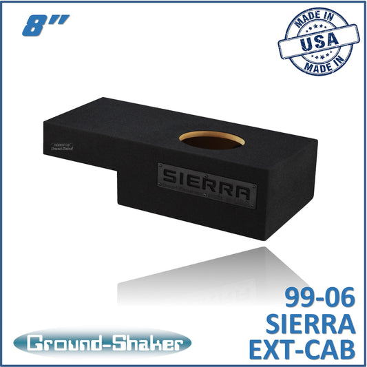 BLACK 8" SINGLE SEALED SUB BOX, FITS 99-06 & 07 CLASSIC CHEVY GMC SIERRA EXT-CAB