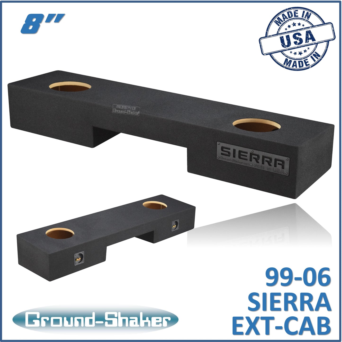 BLACK 8" DUAL SEALED SUB BOX, FITS 99-06 & 07 CLASSIC GMC SIERRA EXT-CAB