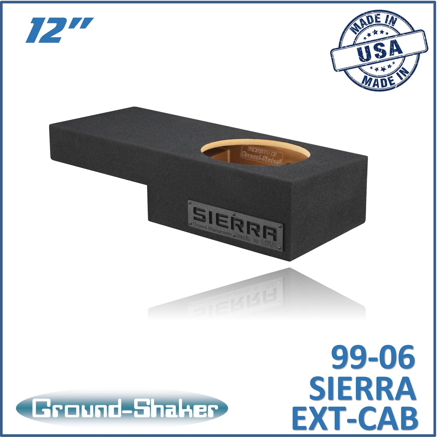 BLACK 12" SINGLE SEALED SUB BOX, FITS 99-06 & 07 CLASSIC CHEVY GMC SIERRA EXT-CAB