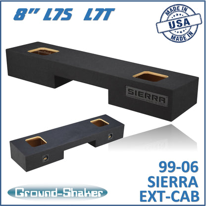 BLACK 8" DUAL SEALED SOLOBARIC SUB BOX, FITS 99-06 & 07 CLASSIC GMC SIERRA EXT-CAB