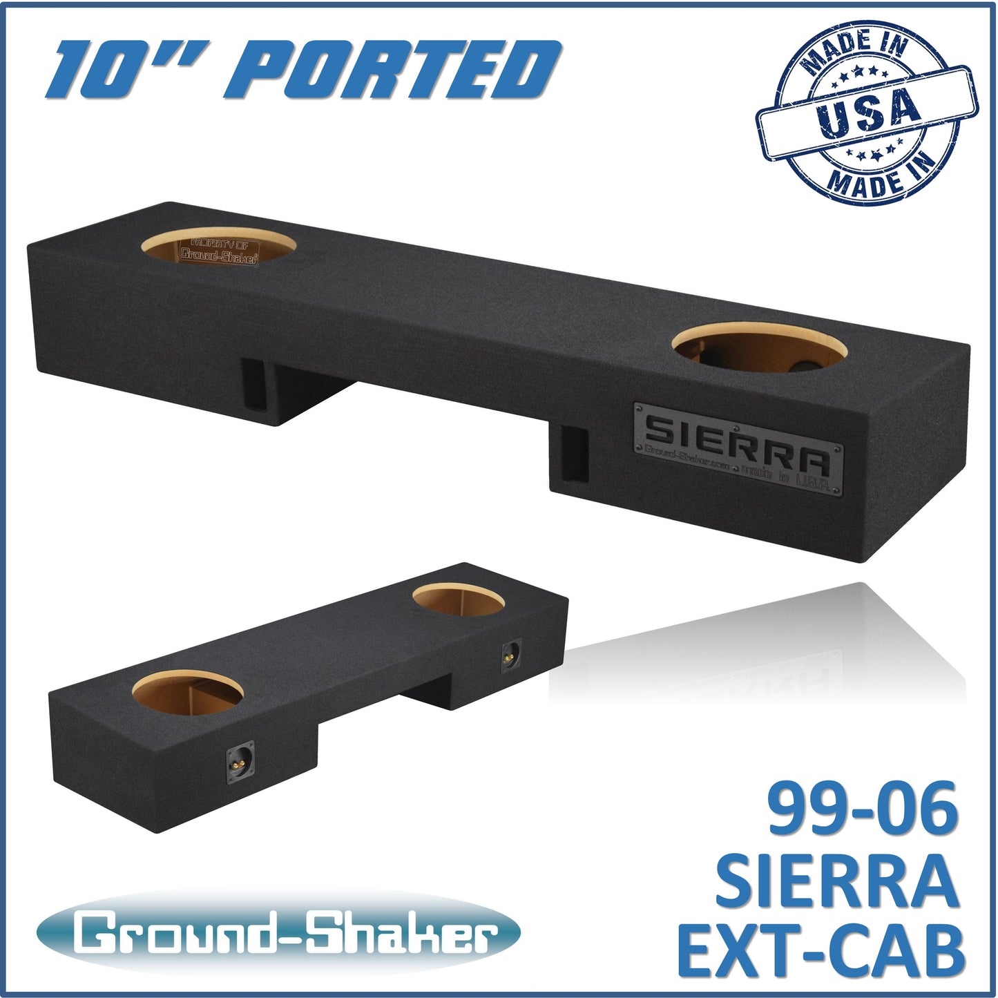 BLACK 10" DUAL PORTED SUB BOX, FITS 99-06 & 07 CLASSIC GMC SIERRA EXT-CAB