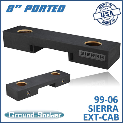 BLACK 8" DUAL PORTED SUB BOX, FITS 99-06 & 07 CLASSIC GMC SIERRA EXT-CAB