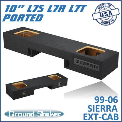 BLACK 10" DUAL SOLOBARIC PORTED SUB BOX, FITS 99-06 & 07 CLASSIC GMC SIERRA EXT-CAB