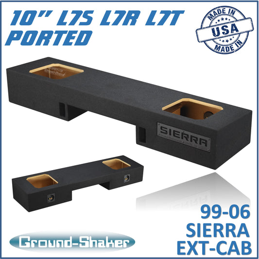 BLACK 10" DUAL SOLOBARIC PORTED SUB BOX, FITS 99-06 & 07 CLASSIC GMC SIERRA EXT-CAB