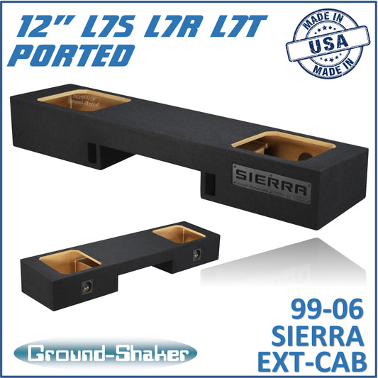 BLACK 12" DUAL SOLOBARIC PORTED SUB BOX, FITS 99-06 & 07 CLASSIC GMC SIERRA EXT-CAB