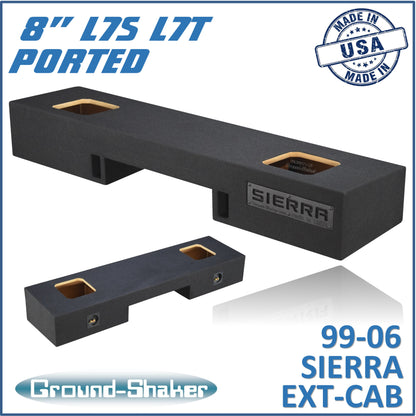 BLACK 8" DUAL SOLOBARIC PORTED SUB BOX, FITS 99-06 & 07 CLASSIC GMC SIERRA EXT-CAB