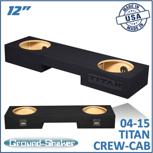 BLACK 12" DUAL SEALED SUB BOX, FITS 04-15 NISSAN TITAN CREW-CAB