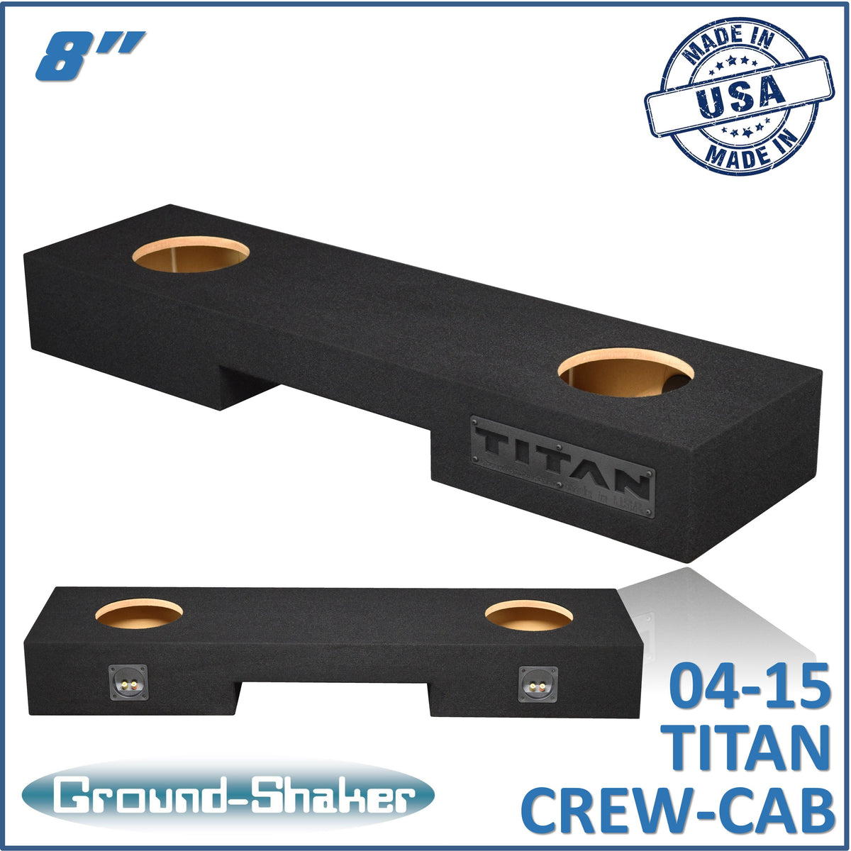 BLACK 8" DUAL SEALED SUB BOX, FITS 04-15 NISSAN TITAN CREW-CAB