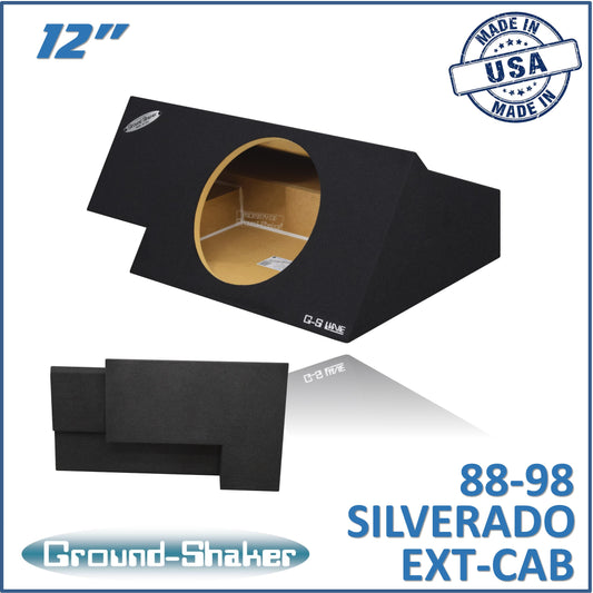 BLACK 12" SINGLE SEALED SUB BOX, FITS 88-98 CHEVY SILVERADO EXT-CAB