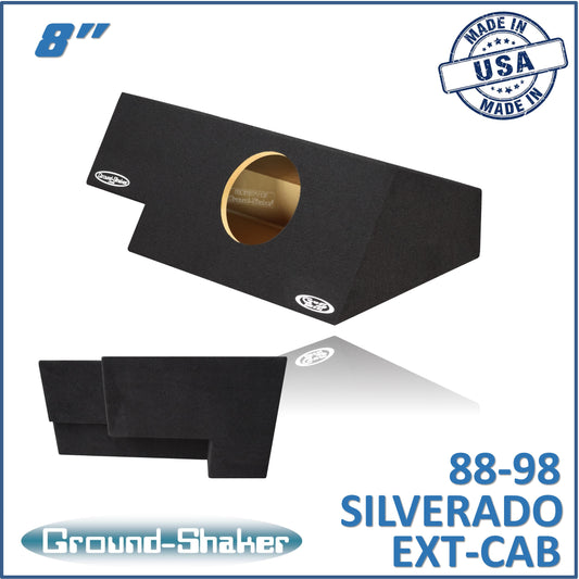 BLACK 8" SINGLE SEALED SUB BOX, FITS 88-98 CHEVY SILVERADO EXT-CAB