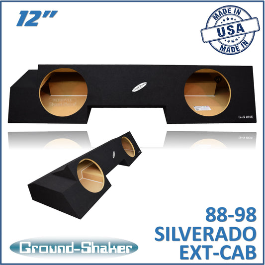 BLACK 12" DUAL SEALED SUB BOX, FITS 88-98 CHEVY SILVERADO EXT-CAB