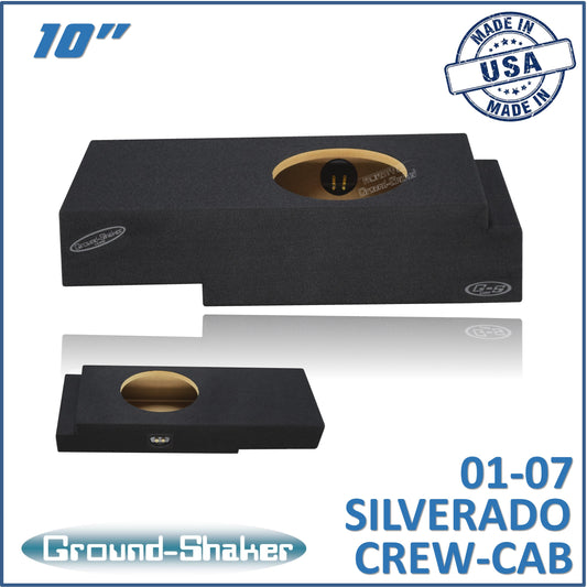 BLACK 10" SINGLE SEALED Solo-Baric  SUB BOX, FITS 01-07 CHEVY SILVERADO CREW CAB
