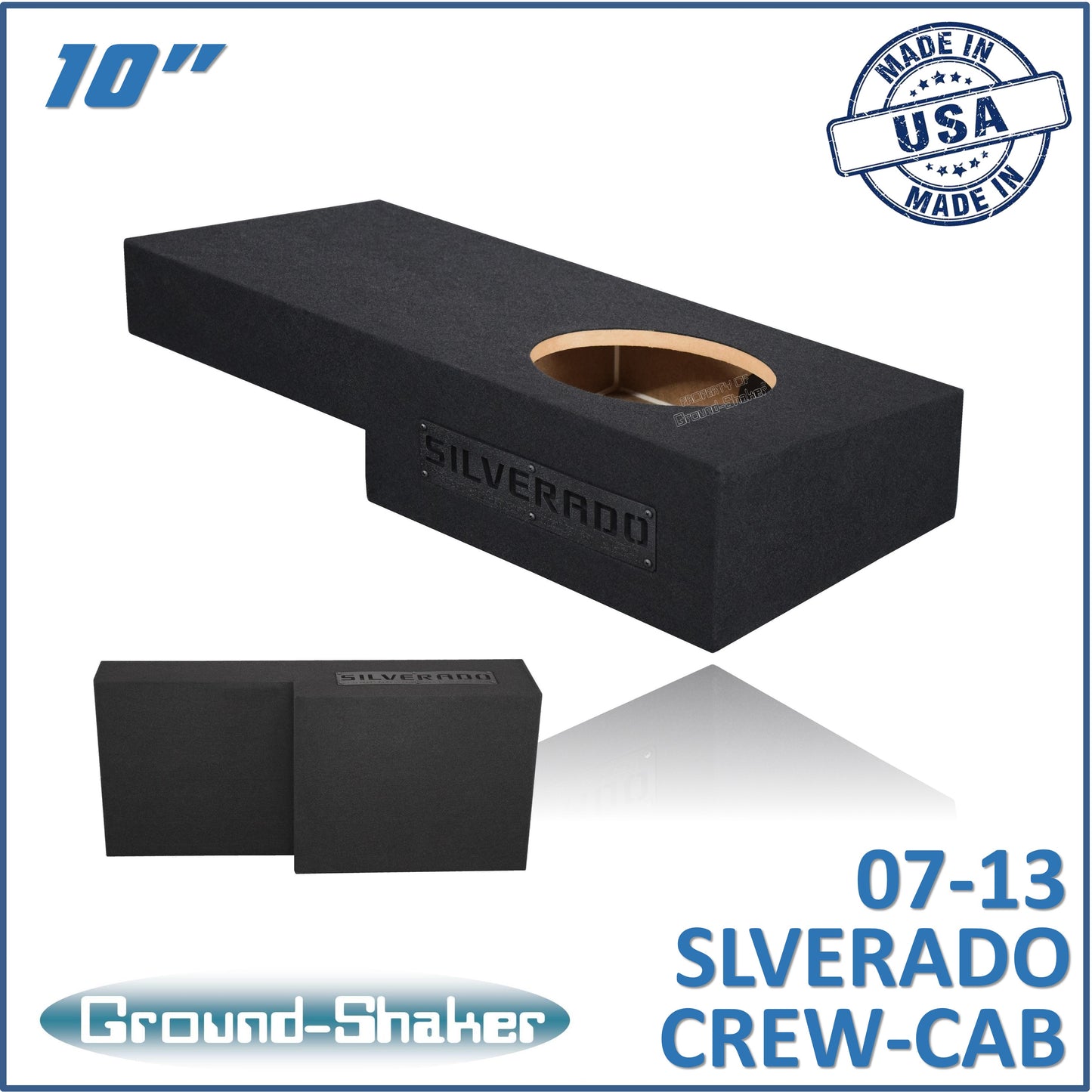 BLACK 10" SINGLE SEALED SUB BOX, FITS 07-13 CHEVY SILVERADO & CREW-CAB