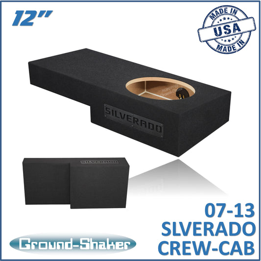 BLACK 12" SINGLE SEALED SUB BOX, FITS 07-13 CHEVY SILVERADO & CREW-CAB