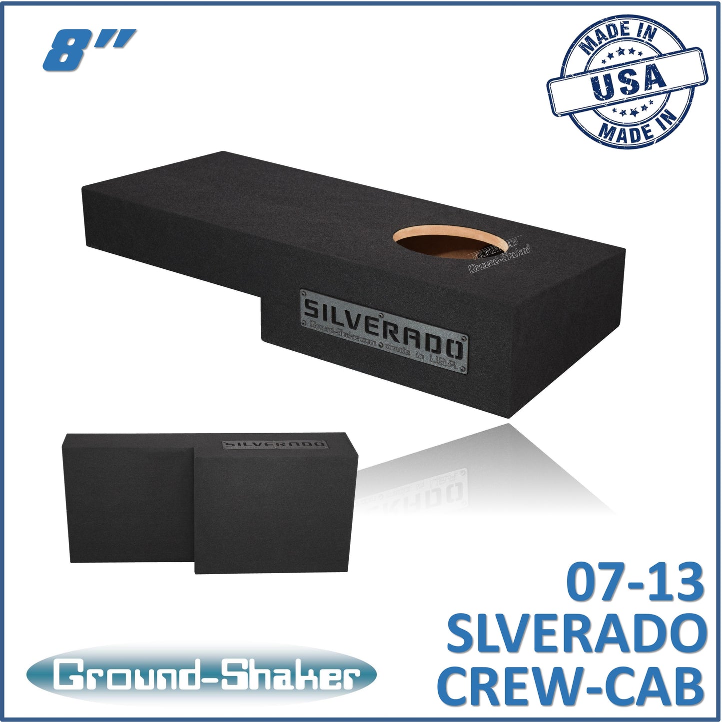 BLACK 8" SINGLE SEALED SUB BOX, FITS 07-13 CHEVY SILVERADO & CREW-CAB