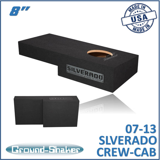 BLACK 8" SINGLE SEALED SUB BOX, FITS 07-13 CHEVY SILVERADO & CREW-CAB