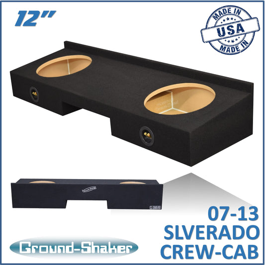 BLACK 12" DUAL SEALED SUB BOX, FITS 07-13 CHEVY SILVERADO CREW-CAB