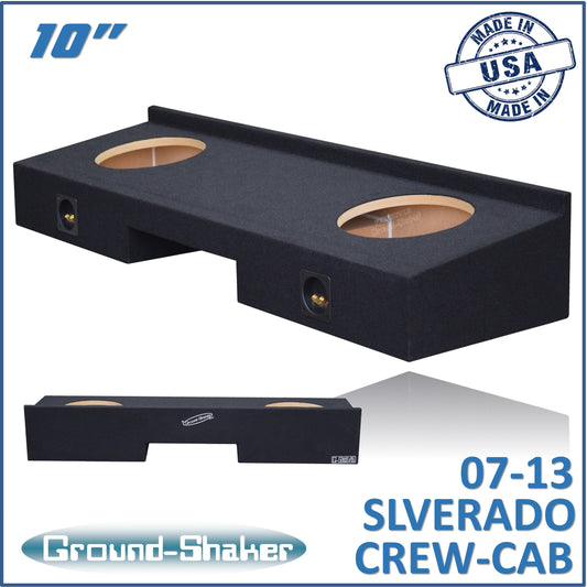 BLACK 10" DUAL SEALED SUB BOX, FITS 07-13 CHEVY SILVERADO CREW-CAB