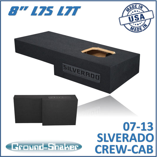 BLACK 8" SINGLE SEALED SOLOBARIC SUB BOX, FITS 07-13 CHEVY SILVERADO CREW-CAB